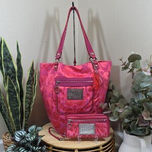 Coach RARE Poppy Bella Tote and Wallet Set